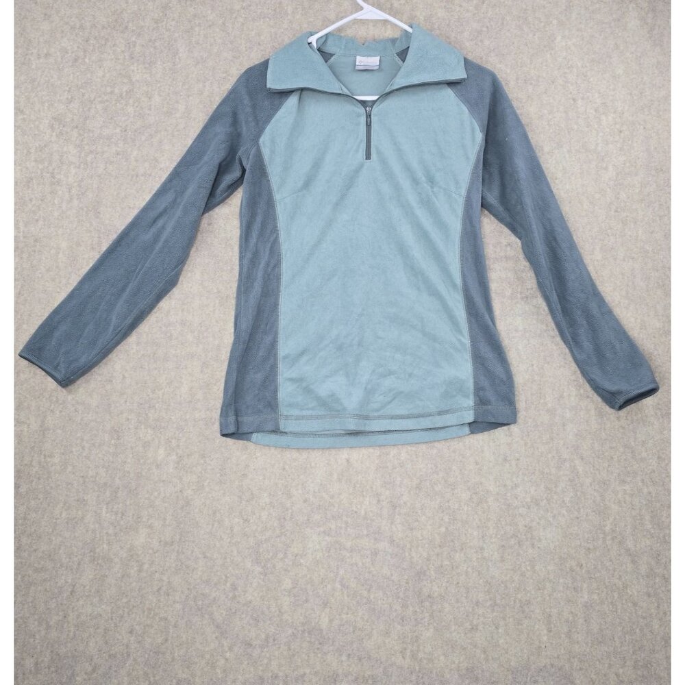 Columbia Sportswear Womens Fleece Pullover Long Sleeve Blue Zip Collar